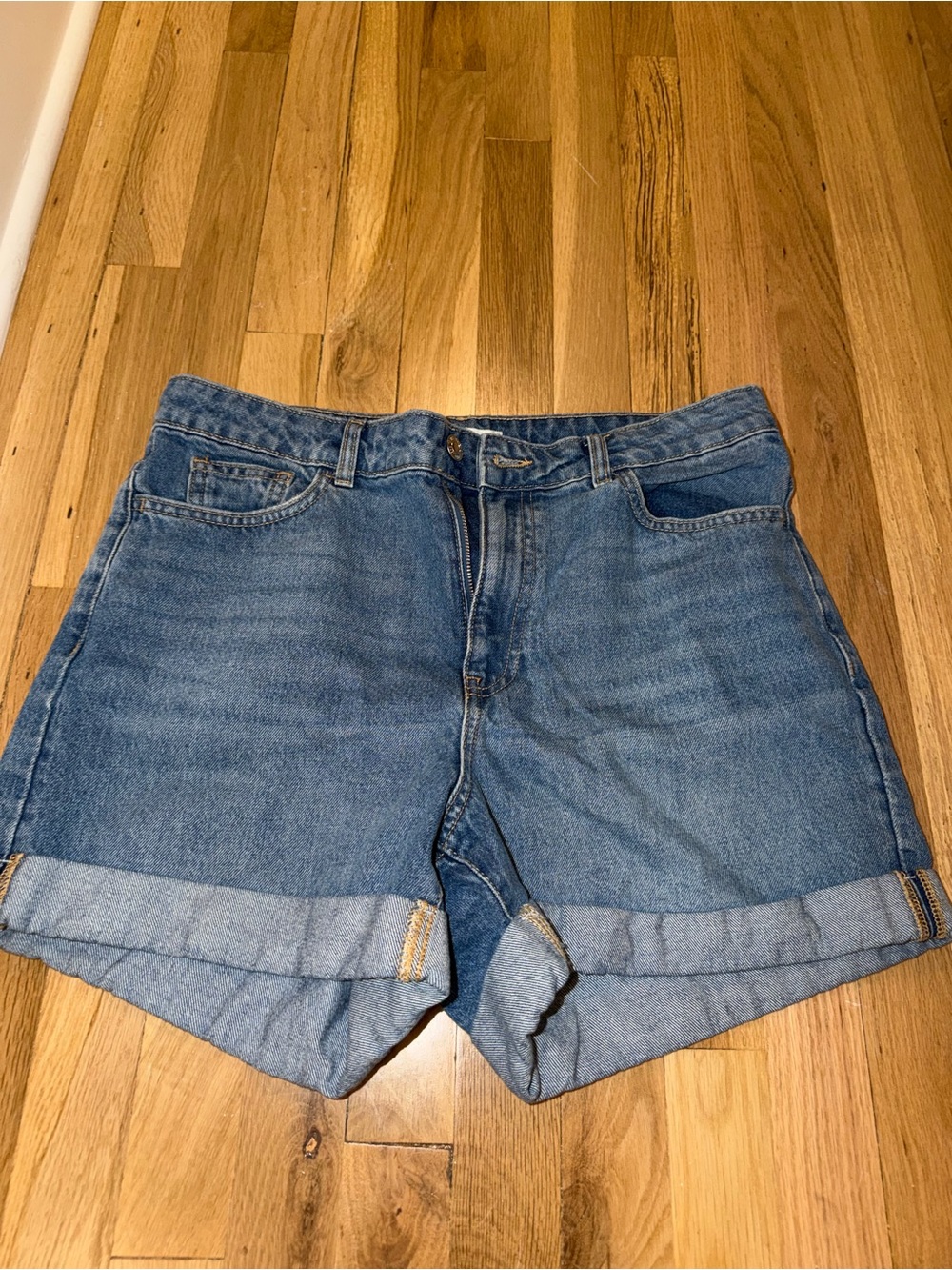 Mango Men's Medium Blue Rolled Hem Denim Shorts
